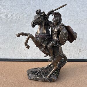 Alexander The Great on Horse Greek King Statue Bronze Finish Resin 13”